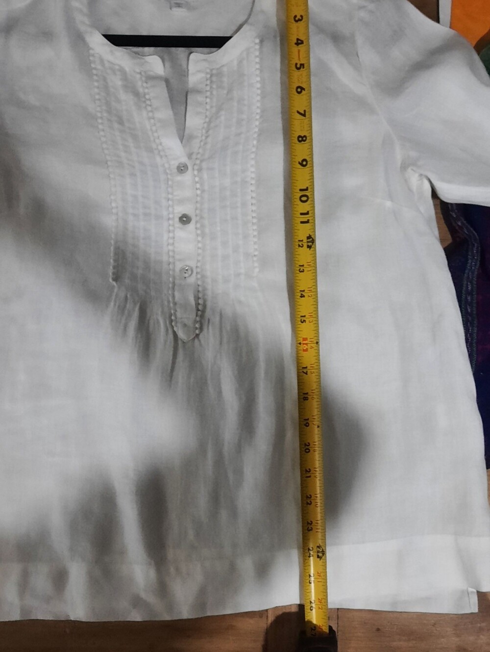 J. Jill White Linen Pintuck Henley Tunic - Picture 6 of 6